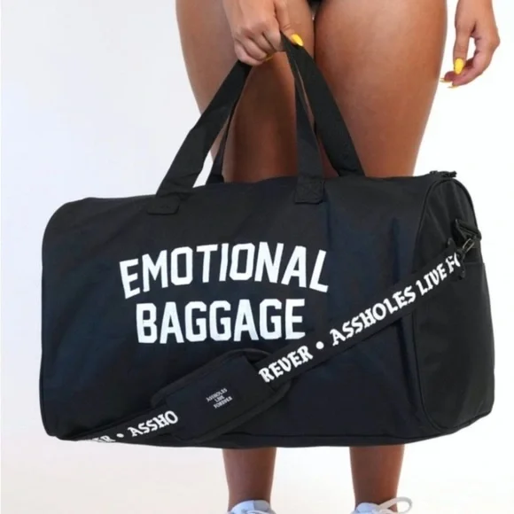 Ass Holes Live forever Emotional Baggage gym travel duffel bag adjustable strap - Picture 2 of 4